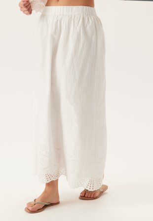 ONLY - Onllou Life Emb Long Skirt - Bright White - Kläder - - Bubbleroom