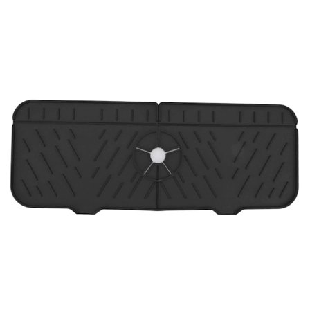 Silikonvaskematte Vaskbar Gjenbrukbar Vannabsorberende Benkeplatebeskytter for Kjøkken Bad Bobil Svart