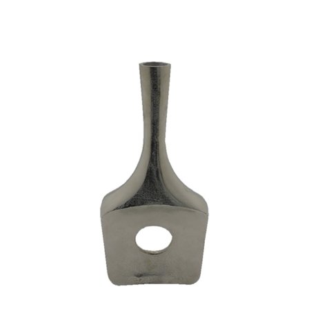 Hopeinen alumiinimaljakko, 21x6,25x46 cm