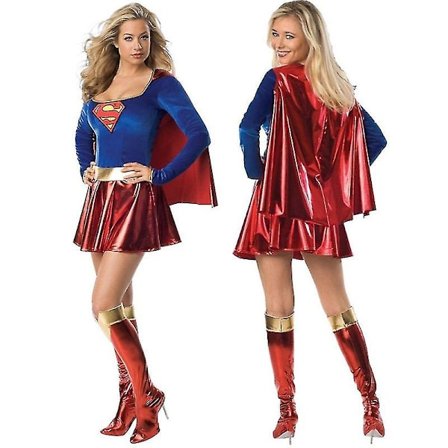 Voksen superhelt cosplay kostyme kjole cover sett supergirl superhelt halloween kostyme