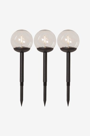 Star Trading - Solcellesøjle 3-pak Globe - Sort - Solcellelamper - Fra Homeroom