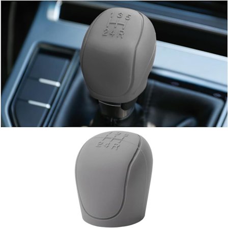 Bil Gear Shift Knob Cover, Silikone Auto Gear Shift Knob Cover, Skridsikker Bil Knob Gear Shift Beskytter, Silikone Håndbremse Gear Shift Cover Grå