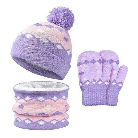 3-delt vintervarmesett for barn - unisex-vennlig kantløs lue, skjerf og hansker, ullfôr, egnet for 2-4 år gamle