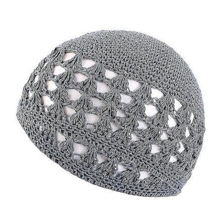 Handgjord Virkad Bomullsmössa Vinter Värme Unisex Hatt med Vete Stygn Design