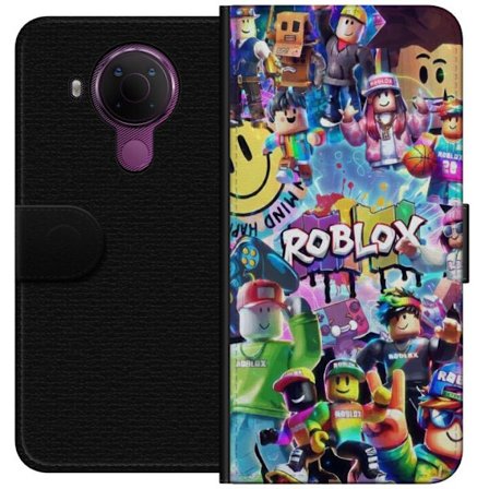 Yhteensopiva Lompakkokotelo Nokia Nokia 5.4 Suuri värikäs Roblox-maailma monilla hahmoilla, energinen pelikuvaus täydellinen lastenhuoneisiin ja pe