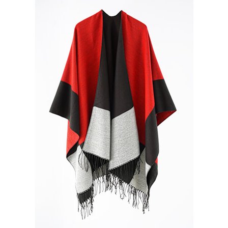 Dame Poncho Tørklæde Vinter Cardigan Oversized Cape Elegant Poncho