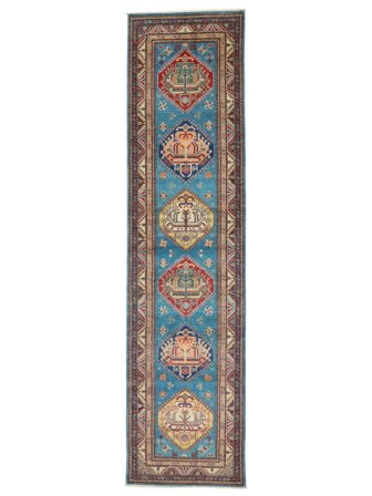 Kazak Fine Rug Oriental Runner Brown/Black (Wool, Afghanistan)