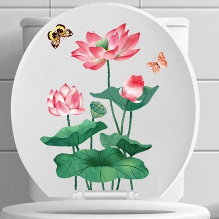 Kreative Roseblomster Mural Toalettklistremerker Baddekorasjon Klistremerker Lukk Avføringsete Dekor Selvklebende Malerier Avtakbare PVC Dekaler 
