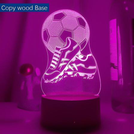 Ny 3d Illusion Barnlampor Fotboll 7 Färger Ändrar Nattlampa För Barn Sovrum Atmosfär Fotboll Rum Skrivbordslampa Gåvor Träkopia