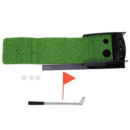 Desktop Golf Putting Green Kit Mini Bærbart Kontor Gave Praksis Træningsmåtte med 1 Pen Putter