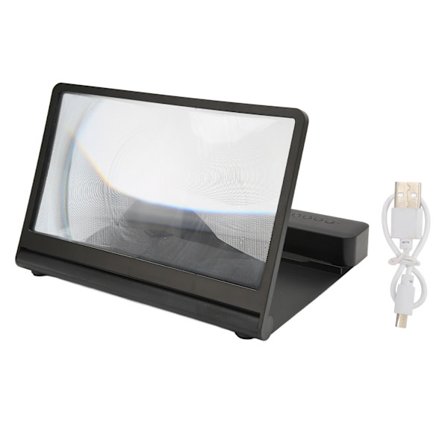 Telefon Skärmförstorare 3D HD Förstoringsprojektor Skärmförstorare med Bluetooth-högtalare för Filmer Videor Spel Svart