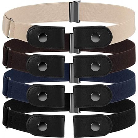 4 stykker - spændefri bælter - Unisex - Justerbart spænde - elastisk taljebånd - Bælte uden spænde - Usynligt elastisk taljebånd - 4 spænder