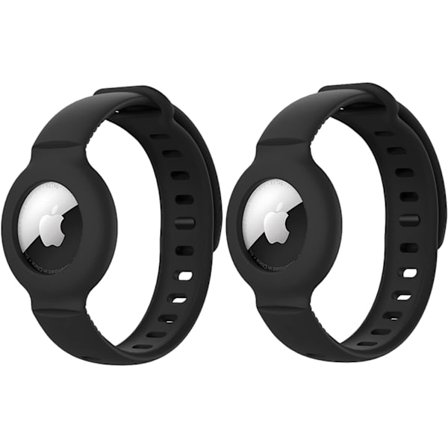2-pak, børne-/voksen AirTag anti-tab armbånd, blødt silikonearmbånd til Apple Air Tag Tracker, sort