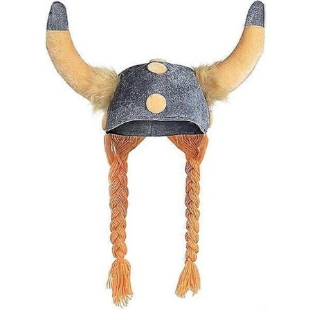 Gallisk hjelm, stoffhatt, viking, kriger, myk flette, romersk, Mardi Gras, Halloween, karneval, temafest, kostyme, drama, hodeplagg