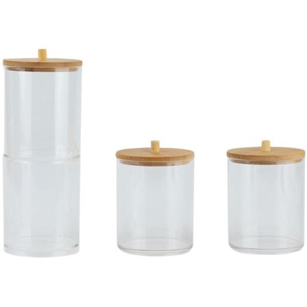 4 stk. serie akryl bomuldsopbevaringsboks praktisk kontor husholdning soveværelse med låg gennemsigtig støvtæt vatpindboks