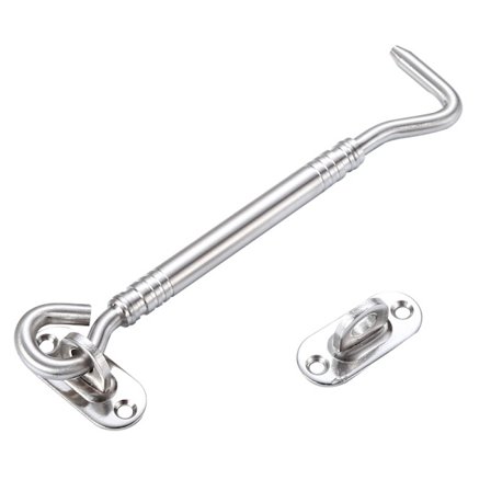 2 stk. hyttehake, rustfritt stål krok og øye med skrue hyttehake øye for