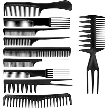 10 stk Hårkammsett, Kam med brede tenner, Antistatisk barberkam, Fint hår