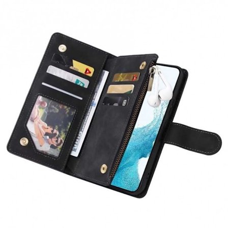 Samsung A14 5G/4G monitoiminen lompakkokotelo, vetoketjullinen 8 tasku