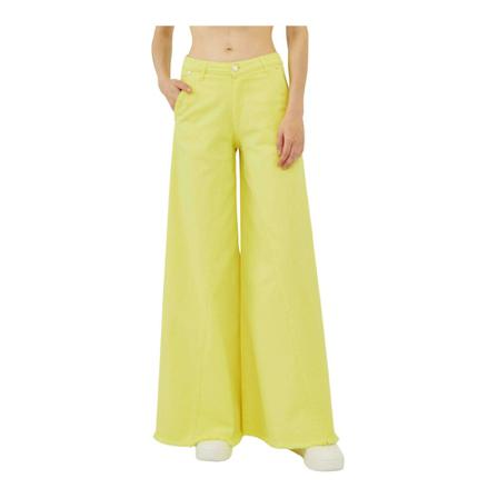 Silvian Heach, Wide jeans with crooked edge Geel, Dames, Maat:W24