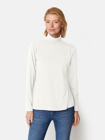 BRANDTEX - Langærmet T-shirt - Råhvid - Rullekrave