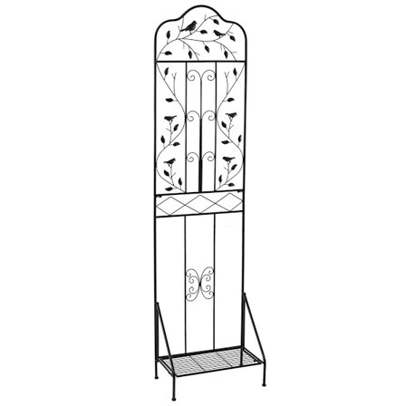 Metal espalier til klatreplanter med foldbar hylde