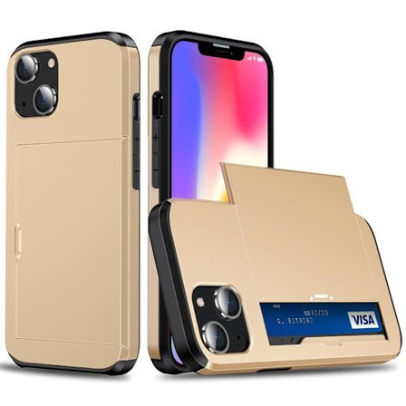 SKALO iPhone 14 Plus Armor Skal Korthållare - Guld