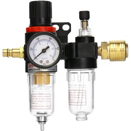 Kompressor Trykkregulator 1/4 Luft Vannseparator med Måler for Kompressor og Luftverktøy