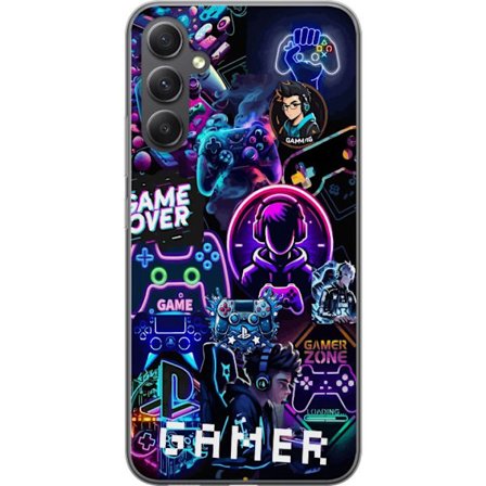 Kompatibelt Mobildeksel til Samsung Samsung Galaxy A15 5G Neon Gamer Collage med Konsoller Headset og Gaming Vibes