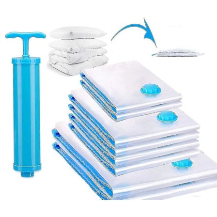 8 poser med vakuumlagringsposer, gjenbrukbar vakuumlagringspose for reiser