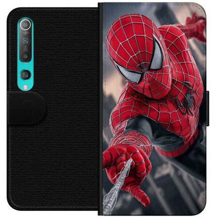 Kompatibelt Plånboksfodral till Xiaomi Xiaomi Mi 10 5G Dynamisk Spider-Man-illustration i actionperspektiv, superhjältetema med rörelseekonomi och