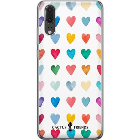 Yhteensopiva Puhelinkuori Huawei Huawei P20 Cactus and Friends - Watercolor Love Grid