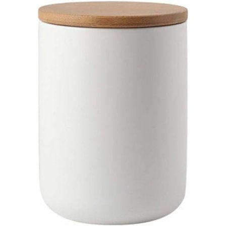 Matbeholder i keramikk med lufttett bambuslokk, moderne design, fuktsikker kjøkkenkrukke for kaffe, te, krydder og mer