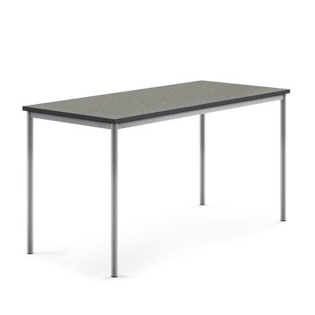 Desk SONITUS, 1800x800x900 mm, dark grey linoleum, alu grey