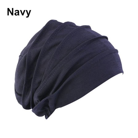 Kvinnor Elastisk Turban Beanie Mjuk bomullshuv Muslim Hijabs Head Wrap Chemo Hat