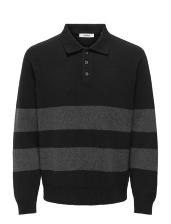 ONLY & SONS Onshope Rlx Ls Polo Knit Life Svart