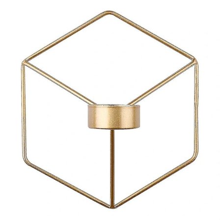 Nordisk stil 3D geometrisk metall lysestage, væglysestage, boligindretning, ornament guld