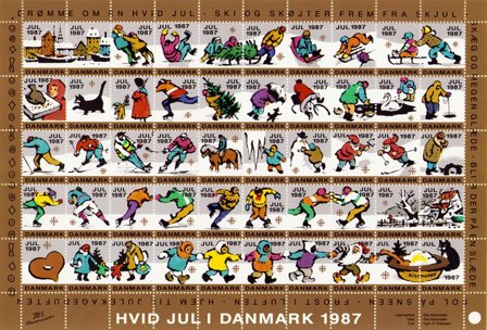 Danmark - Julemærkeark 1987 - Takket - Ubrugt eller foldet