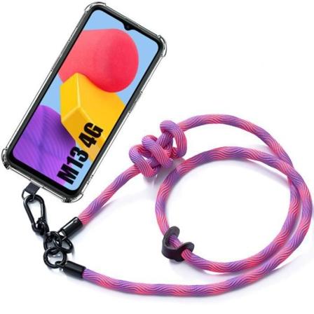 Crossbody etui til Samsung Galaxy M13 Stødsikker anti-ridsebeskyttelse med robust skulderrem Pink