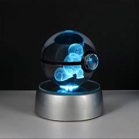 LED Poke Kristallipallo Yövalo 3D-kaiverretulla Pikachu & Charizardilla sisällä, USB-virtalähde Keräily Yövalo Syntymäpäivälahja