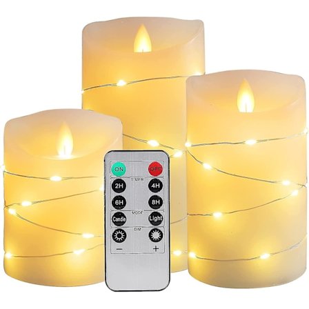 Led-flamlösa ljus med fjärrkontroll, batteridrivna ljus med silverfärgade ljusslingor, elektriska ljus inomhus -CNHA
