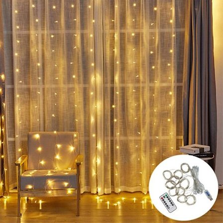 Verhojen Jouluvalot 200 Led 3m X 2m Jouluvalot Vedenkestävä Usb-virralla 8 Tilaa Kaukosäätimellä Jouluvalot Makuuhuoneen Seinän Ikkunan Terassin 