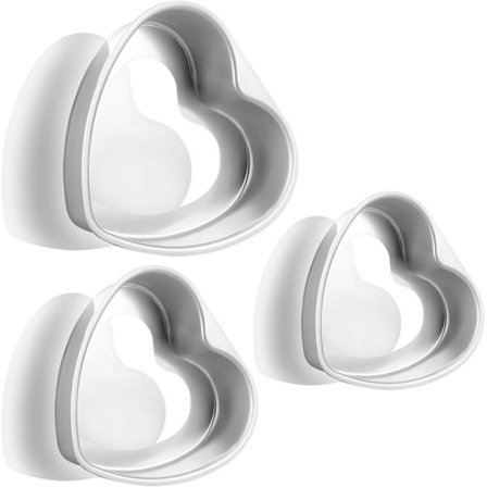 Sydämenmuotoinen moussevuoka, 3 kpl, alumiininen sydämenmuotoinen kakkuvuoka, 6 tuuman, 8 tuuman ja 10 tuuman kakkuvuoka kakkujen leivontaan