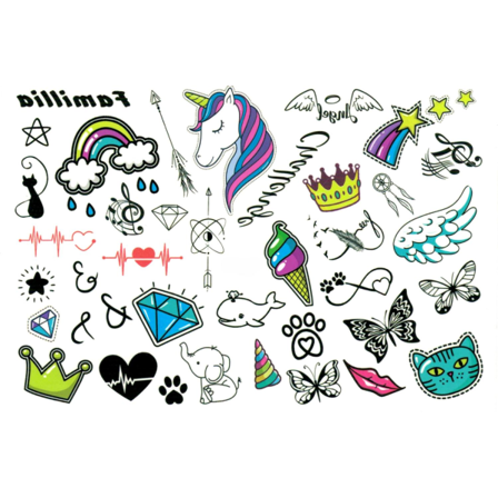 Blandade 31 st barntatueringar tatuering unicorn enhörning