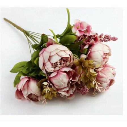 Pion simulering kjerne blomst simulering 13 pion blomster om høsten simulering blomster hjem bryllup dekorasjon (1 bunt rød bønnecelle)