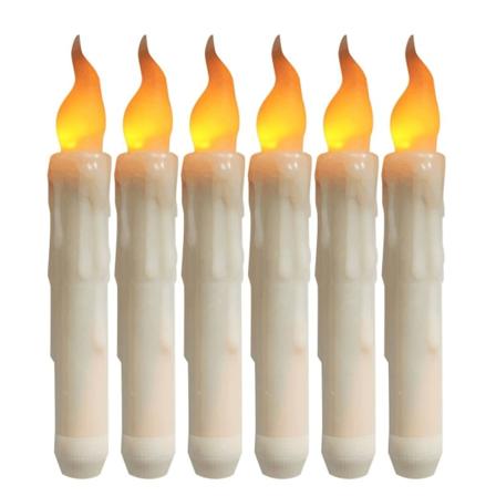 LED Koniske Lys 6stk Flammeløse Flimrende Lys Batteridrevet Strømforsyning for Halloween Jul Tre Hjem Bryllup Fest - Varmt Lys