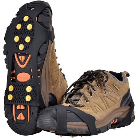 Isbrodder for sko/støvel, trekkraft, klamper, pigger, anti-skli fottøy, medium (5-8 herre / 7-10 dame)