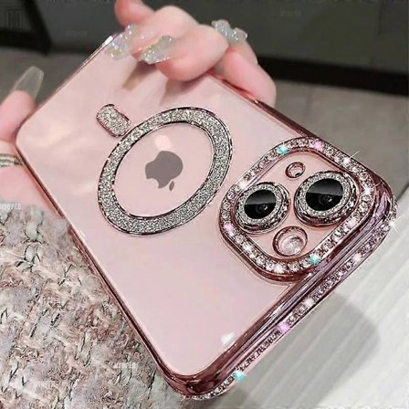 Luksus Krystal Diamant Klar Cover Til iPhone 15 11 12 13 14 Pro Max Plus Bling Glitrende Magsafe Magnetisk Trådløs Opladnings Cover