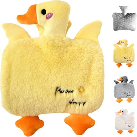 Lämminvesipullo, ankan muotoinen, 1200 ml, turvallinen lämminvesipullo, sarjakuvakuvio, 31 x 31 cm