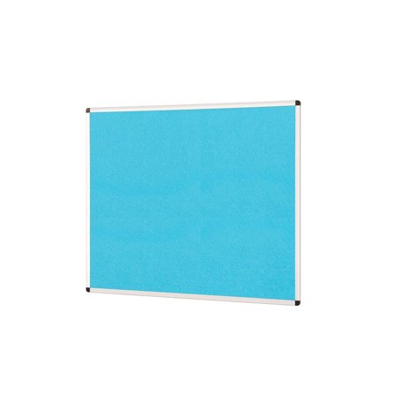 Colourful aluminium framed noticeboard, 1500x1200 mm, cyan