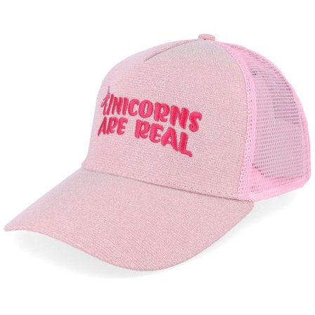 Unicorns - Rosa trucker Keps - Womens Ponytail Unicorns Are Real Sparkle Babypink @ Hatstore